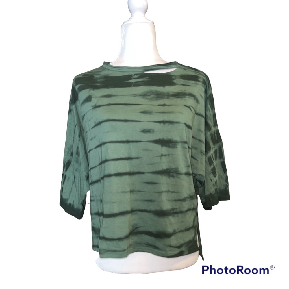 Frayed Jeans Green Tie Dye Harlow Distressed Short Sleeve T-Shirt Sz S